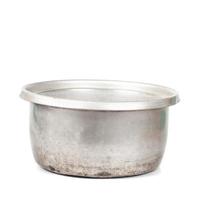 Grunge and dirty cooking pot isolated on white background photo