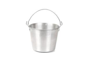 Old aluminum bucket isolated on white background photo