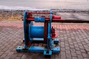 Blue metal winch photo