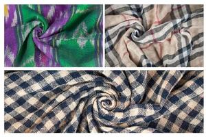 set of Textile and texture concept - fabric background. photo