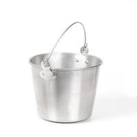 Old aluminum bucket isolated on white background photo