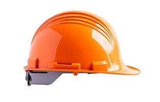 Yellow construction helmet isolated on white background with clipping path, engineer safety concept. photo