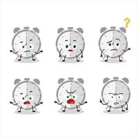 Cartoon character of alarm clock with what expression vector