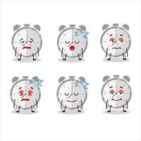 Cartoon character of alarm clock with sleepy expression vector