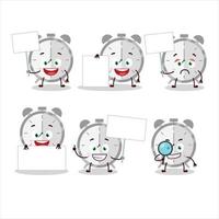 Alarm clock cartoon character bring information board vector