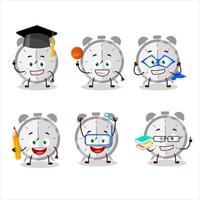 School student of alarm clock cartoon character with various expressions vector