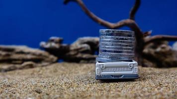 minahasa, Indonesia  January 2023, Toy car carrying coins photo