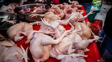 crudo pollo a el tondano tradicional mercado foto