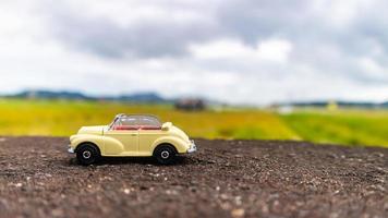 minahasa, Indonesia  January 2023, toy car in the rice field photo