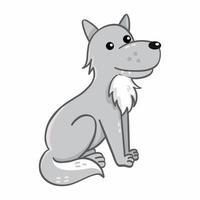 Cute wolf on white background. Vector illustration in cartoon style. Character for children.