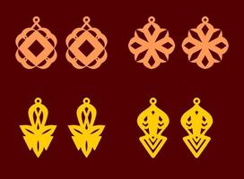 A collection of Earrings templates with geometric shapes. Isolated stencils pattern suitable for handmade work, laser cutting and printing. Jewelry Template. vector