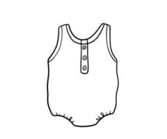 Infant cute bodysuit doodle. Outline sketch Baby clothes isolated on white vector