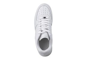 One white sneaker top view.Sports shoes. photo