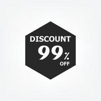 rebaja descuento icono. especial oferta precio señales, descuento 99 por ciento apagado vector