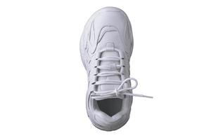 One white sneaker top view.Sports shoes. photo