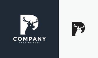 initials P deer logo vector