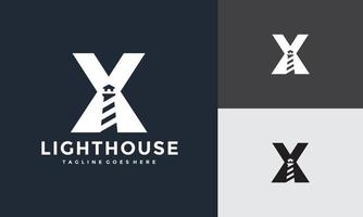 letter X lighthouse logo vector