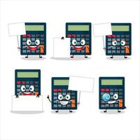 Calculator cartoon in character bring information board vector