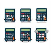 Calculator cartoon character with various angry expressions vector