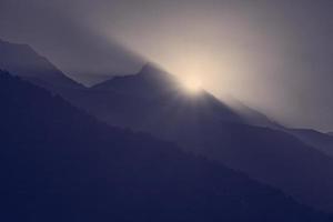 sunrise in Himalayas mountains in Dharamshala, India photo