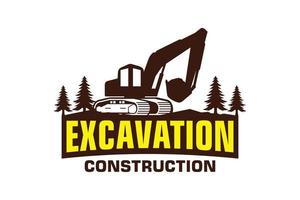 Excavator logo template vector. Heavy equipment logo vector for construction company.