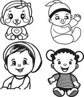 Cute Baby Line Art Vector Coloring Pages