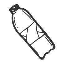 drinking water bottle cartoon vector and illustration, black and white, hand drawn, sketch style, isolated on white background.