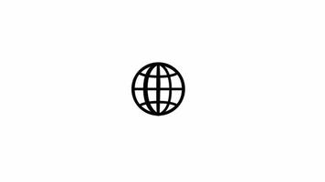 Global network icon looped animate isolated background. Planet grid symbol. network and communication concept. Outline globe animation video