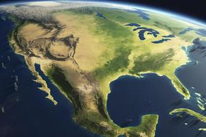 superficie de el planeta tierra visto desde un satélite, enfocado en sur America, Andes Cordillera y Amazonas selva foto