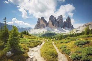 famous Italian National Park Tre Cime di Lavaredo. Dolomites, South Tyrol. Auronzo photo