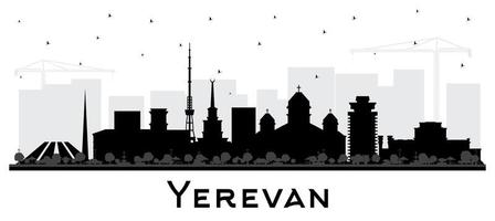 Yerevan Armenia City Skyline Silhouette with Black Buildings Isolated on White. Yerevan Cityscape with Landmarks. Business Travel and Tourism Concept with Historic Architecture. vector