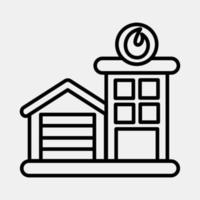 Icon fire station. Building elements. Icons in line style. Good for prints, web, posters, logo, site plan, map, infographics, etc. vector