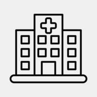 icono hospital. edificio elementos. íconos en línea estilo. bueno para huellas dactilares, web, carteles, logo, sitio plan, mapa, infografía, etc. vector