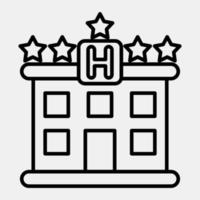 Icon hotel. Building elements. Icons in line style. Good for prints, web, posters, logo, site plan, map, infographics, etc. vector