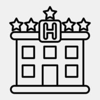 Icon hotel. Building elements. Icons in line style. Good for prints, web, posters, logo, site plan, map, infographics, etc. vector