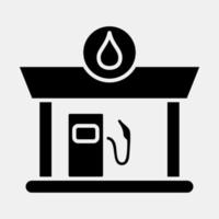 Icon gas station. Building elements. Icons in glyph style. Good for prints, web, posters, logo, site plan, map, infographics, etc. vector