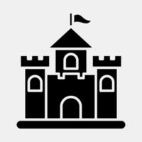 icono castillo. edificio elementos. íconos en glifo estilo. bueno para huellas dactilares, web, carteles, logo, sitio plan, mapa, infografía, etc. vector