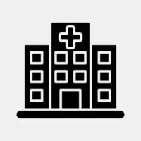Icon hospital. Building elements. Icons in glyph style. Good for prints, web, posters, logo, site plan, map, infographics, etc. vector