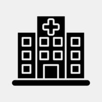 icono hospital. edificio elementos. íconos en glifo estilo. bueno para huellas dactilares, web, carteles, logo, sitio plan, mapa, infografía, etc. vector