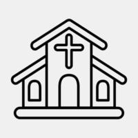 icono iglesia edificio elementos. íconos en línea estilo. bueno para huellas dactilares, web, carteles, logo, sitio plan, mapa, infografía, etc. vector