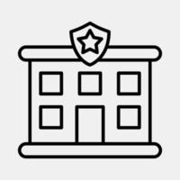 Icon police station. Building elements. Icons in line style. Good for prints, web, posters, logo, site plan, map, infographics, etc. vector