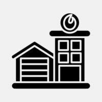 Icon fire station. Building elements. Icons in glyph style. Good for prints, web, posters, logo, site plan, map, infographics, etc. vector