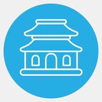 Icon pagoda. Building elements. Icons in blue round style. Good for prints, web, posters, logo, site plan, map, infographics, etc. vector