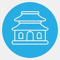 icono pagoda. edificio elementos. íconos en azul redondo estilo. bueno para huellas dactilares, web, carteles, logo, sitio plan, mapa, infografía, etc. vector