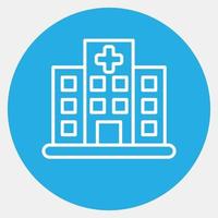 Icon hospital. Building elements. Icons in blue round style. Good for prints, web, posters, logo, site plan, map, infographics, etc. vector