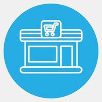Icon minimarket. Building elements. Icons in blue round style. Good for prints, web, posters, logo, site plan, map, infographics, etc. vector