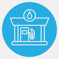 Icon gas station. Building elements. Icons in blue round style. Good for prints, web, posters, logo, site plan, map, infographics, etc. vector