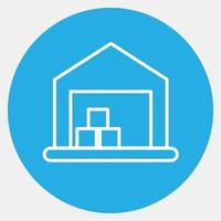 Icon warehouse. Building elements. Icons in blue round style. Good for prints, web, posters, logo, site plan, map, infographics, etc. vector