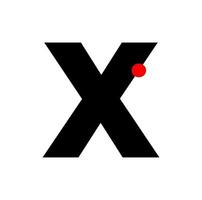 Letter X with a red dot. X company monogram. vector