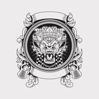 barong cabeza modelo logo ilustración vector